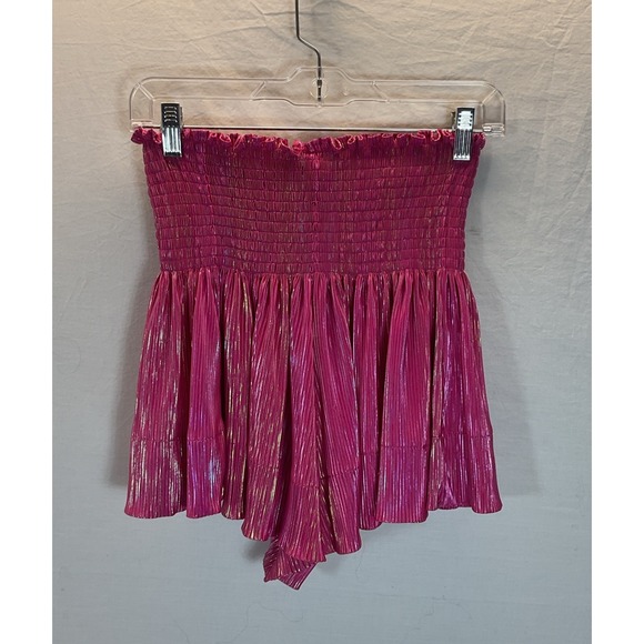 Queen Of Sparkles Metallic hot pink full volume Swing skort Shorts SM - Picture 2 of 11